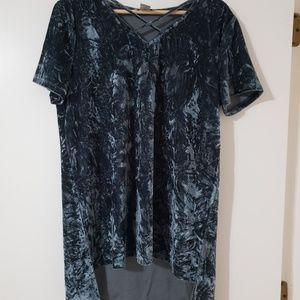 Midnight blue, crushed velvet top